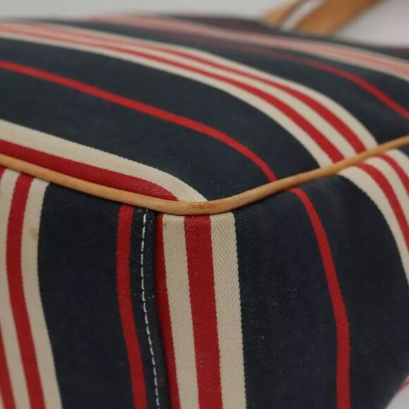 BURBERRY Hand Bag Canvas Leather Navy Silver - Picture 10 of 16